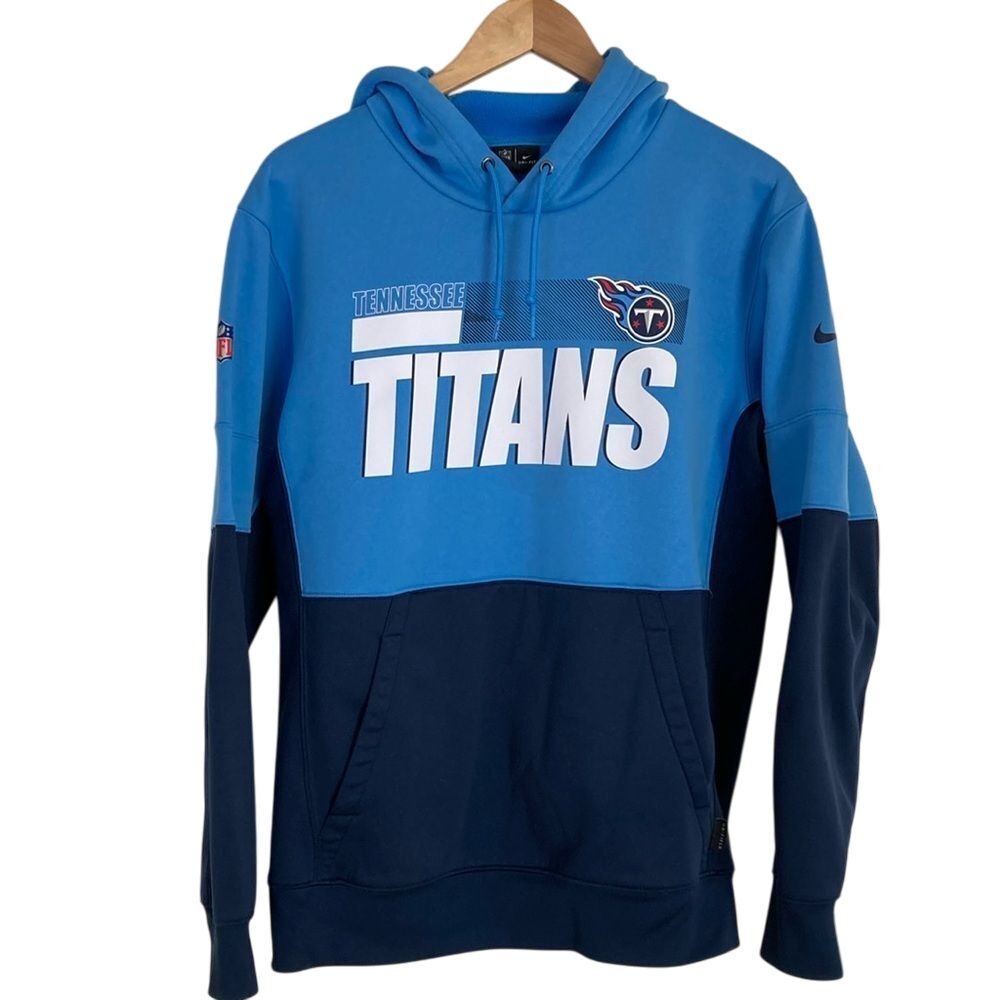 Nike Tennessee Titans Hoodie‎ Sweatshirt Mens Size M Two Tone Blue Pullover NFL